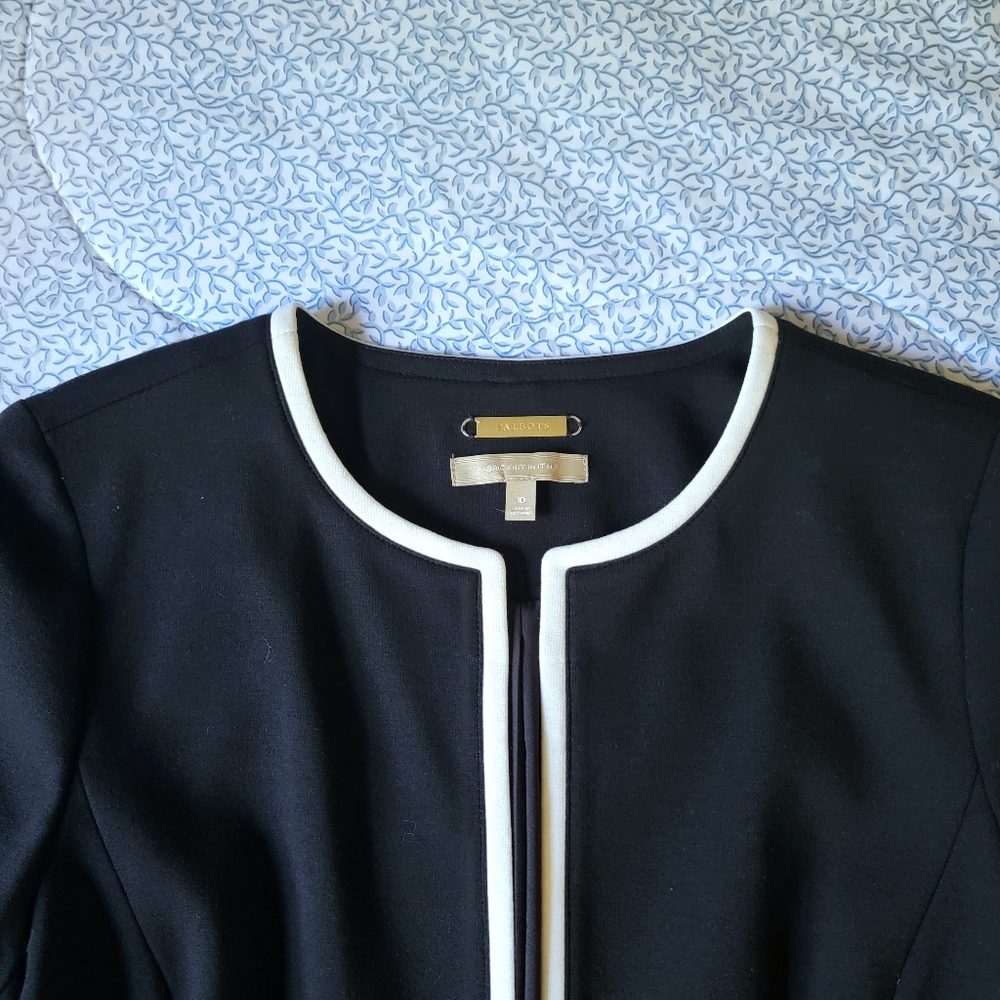 New Talbots Black Open Front Business Office Blazer Coat Size 10 - Picture 6 of 12